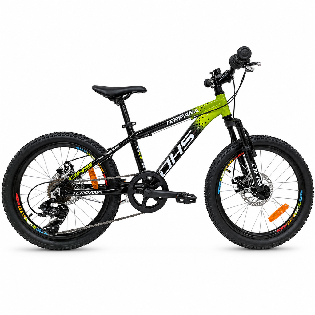 [2AM20023BVSNBP] Bicicleta Copii Dhs Terrana 2023B, model 2026 - 20 Inch, Negru-Verde