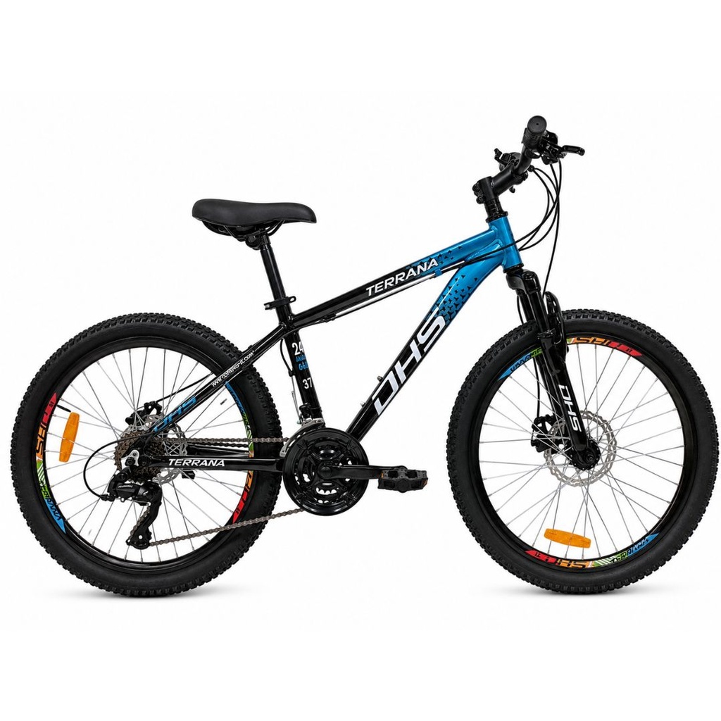 [2AM24023BEGNBP] Bicicleta Copii Dhs Terrana 2423B, model 2026 - 24 Inch, Negru-Albastru