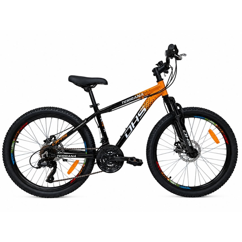 [2AM24023BELNBP] Bicicleta Copii Dhs Terrana 2423B, model 2026 - 24 Inch, Negru-Portocaliu