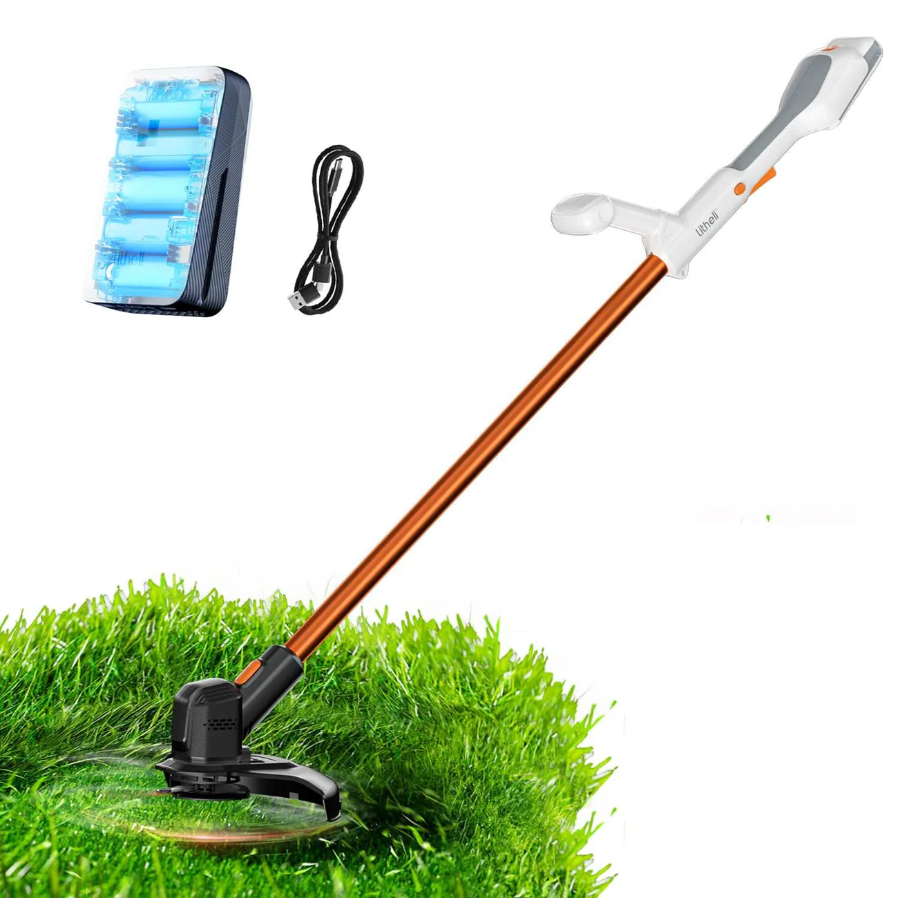 [U20GT01-0U110] Trimmer electric pentru iarba Litheli U20GT01, 20V, acumulator 2Ah inclus, latime taiere 250 mm
