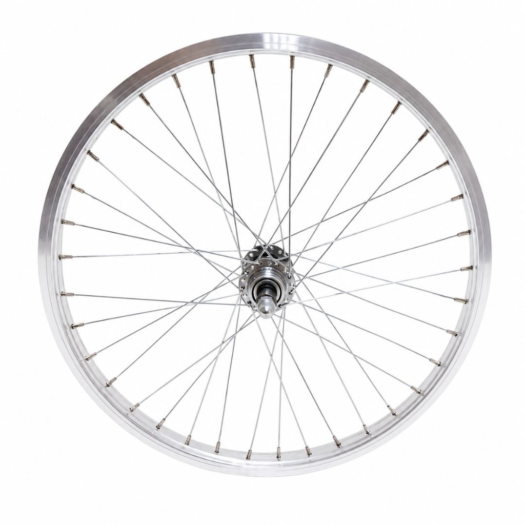 [CER-202602] Roata spate LYRA 20", Silver, CNC, Spite Nichelate, Butuc Viteza 36H