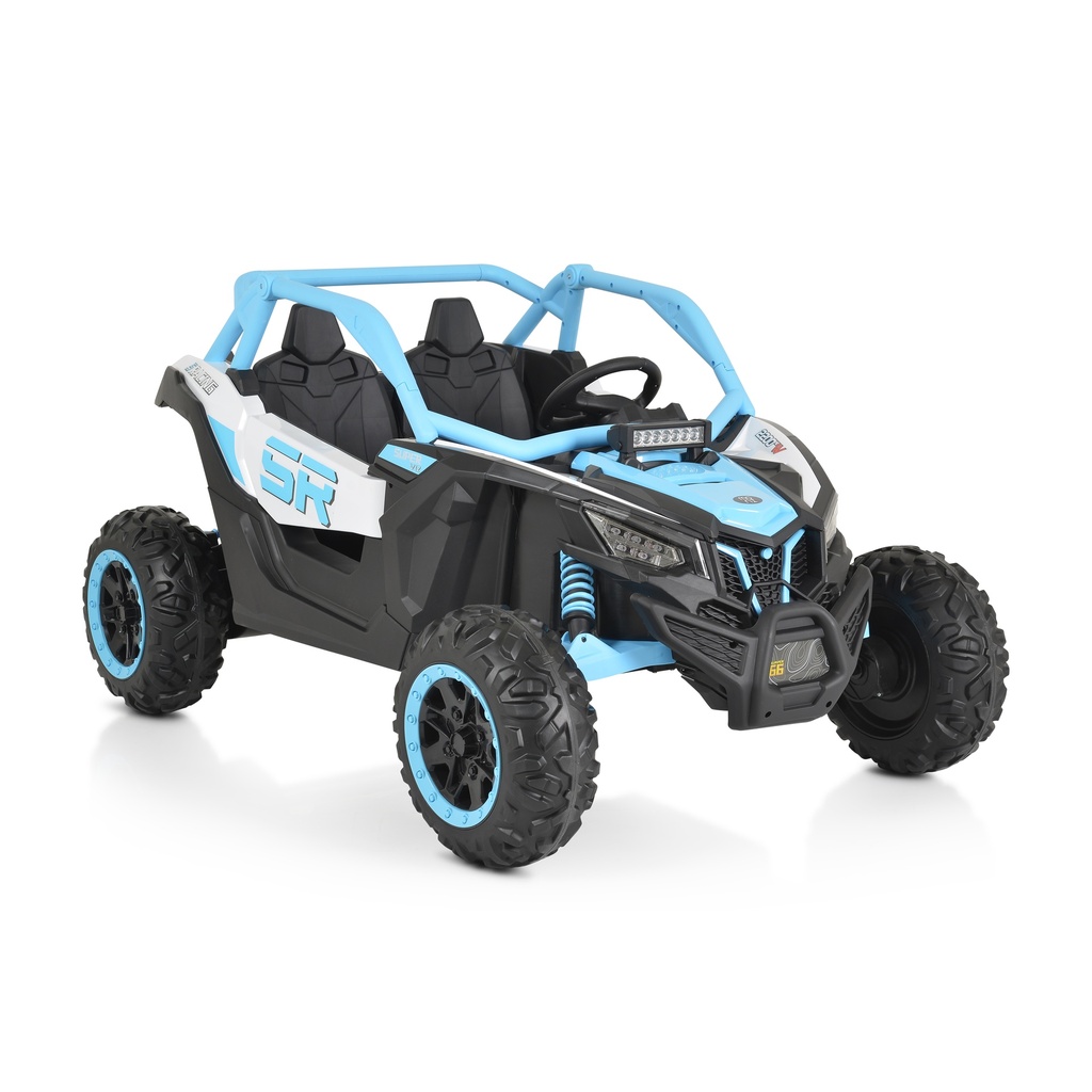 [3801005000777] Masinuta electrica Bo Typhoon pentru copii 3 ani+, 24V 4 motoare, acumulator si telecomanda, portiere care se deschid, centuri, lumini, mp3/usb, Albastru