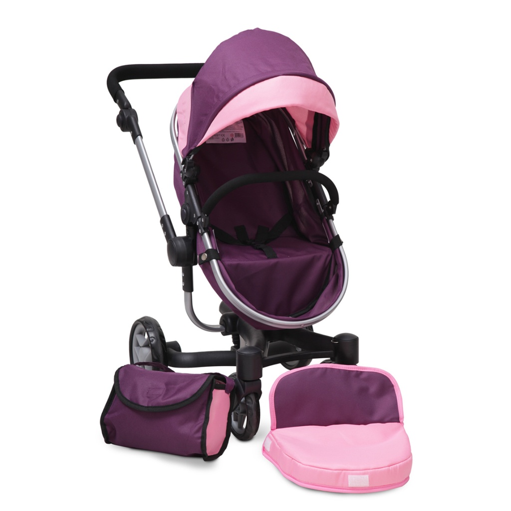 Carucior pentru papusi Moni Violette, pliabil, pentru jocuri de rol