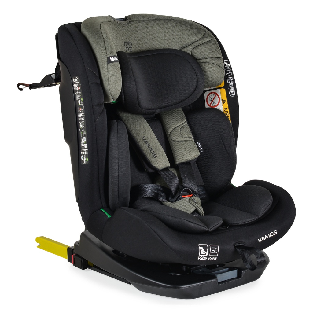 Scaun auto copii Cangaroo Vamos 40-150 cm, 0-12 ani, siguranta si confort in masina, Negru/Verde