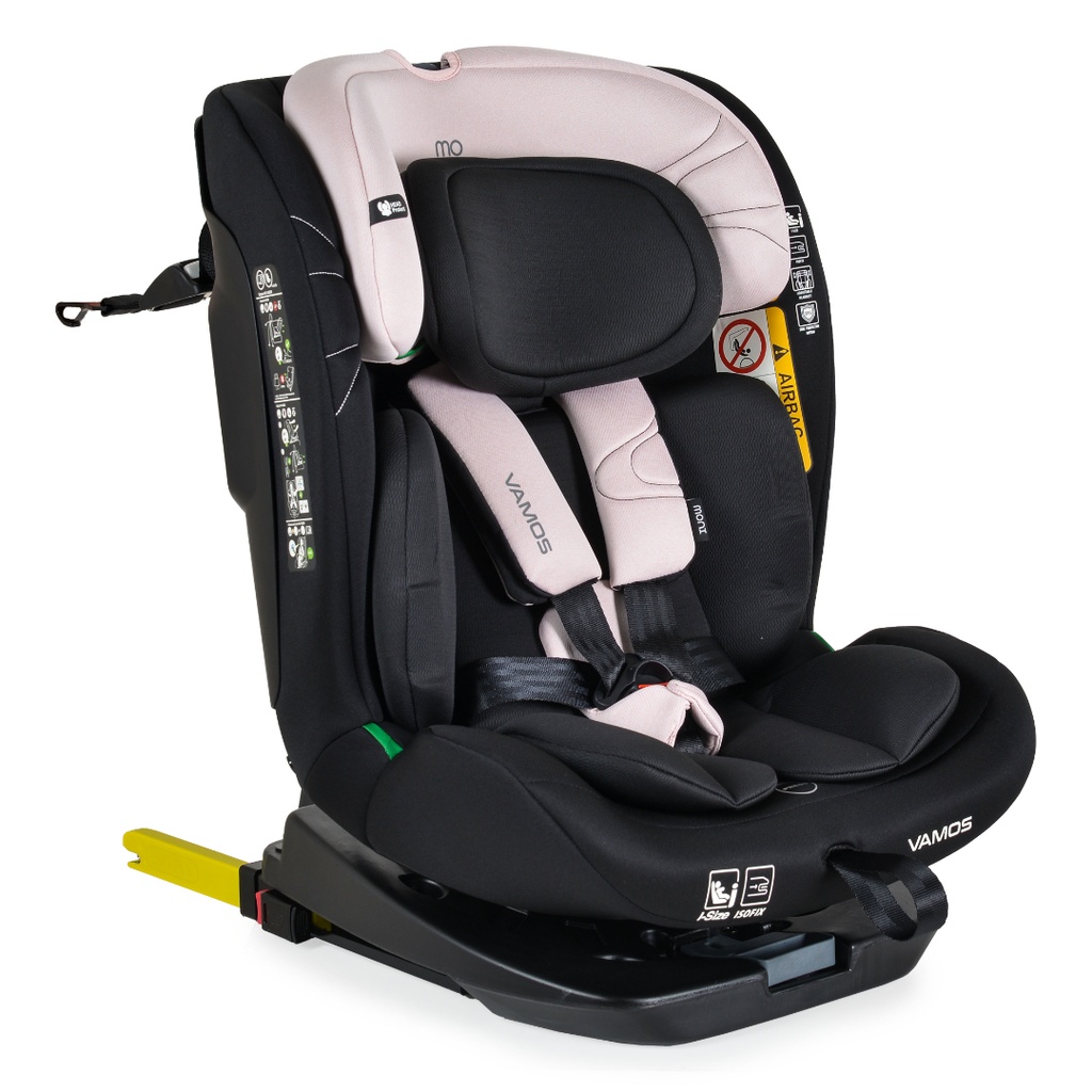 Scaun auto copii Cangaroo Vamos 40-150 cm, 0-12 ani, siguranta si confort in masina, Negru/Roz