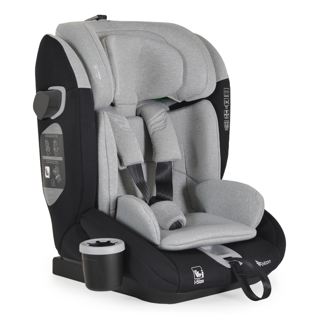 Scaun auto copii Cangaroo Falcon 76-150 cm, 1-12 ani, siguranta si confort in masina, Gri/Negru