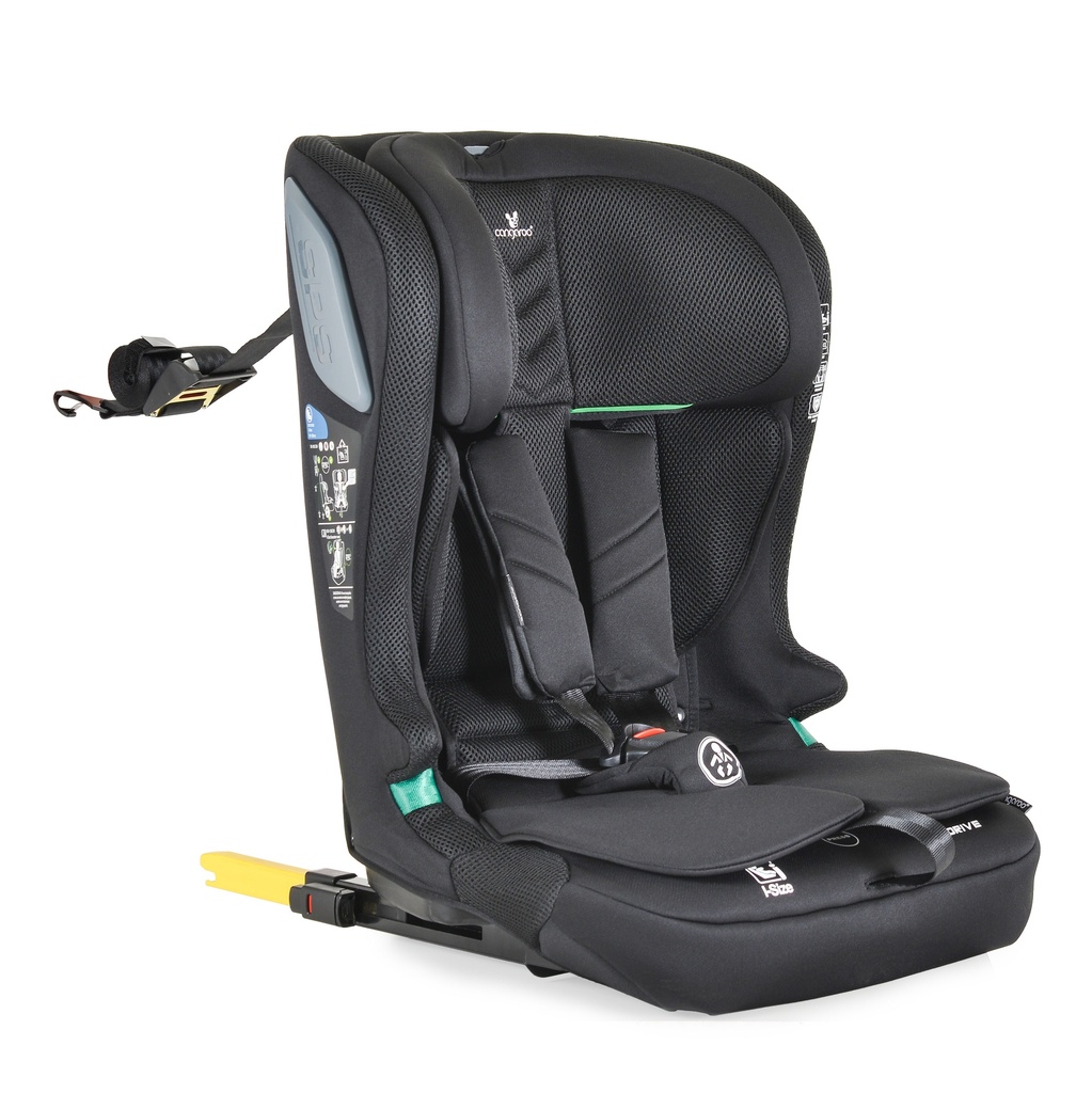 Scaun auto copii iDrive Phantom cu Isofix, de la 6 luni - 12 ani, Cangaroo, Negru