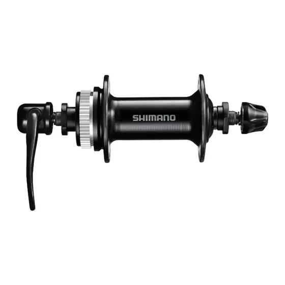 Butuc fata Shimano Tourney AHBTX505A5, aluminiu, QR, 36H, OLD 100 mm, ax 108 mm, 133 mm, negru