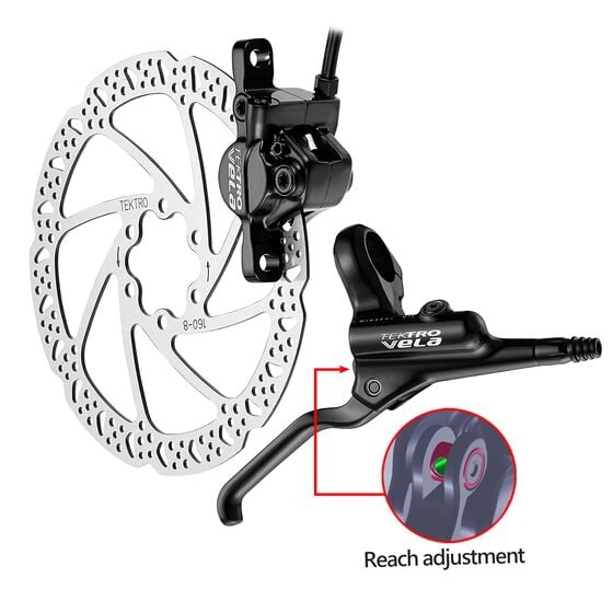 Frana fata pe disc hidraulica Tektro HD T290, furtun 1100 mm, rotor 160 mm, prindere PM, negru